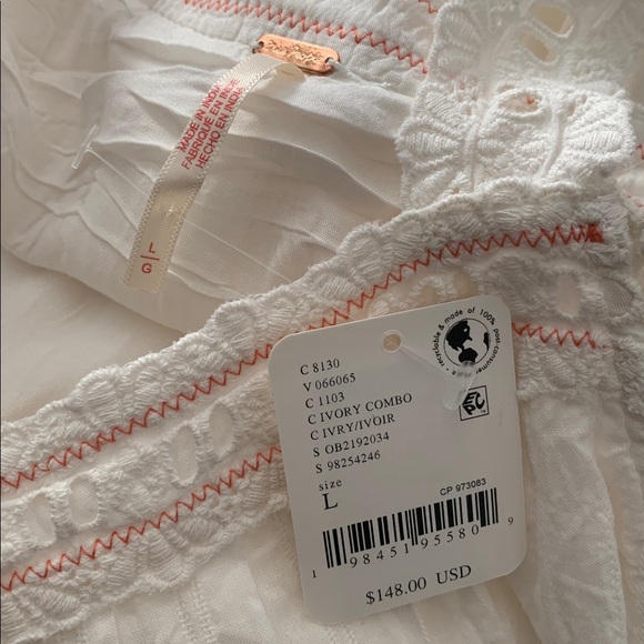 FREE PEOPLE Latecia Embroidered Tunic Dress NWT Ivory - Picture 9 of 13